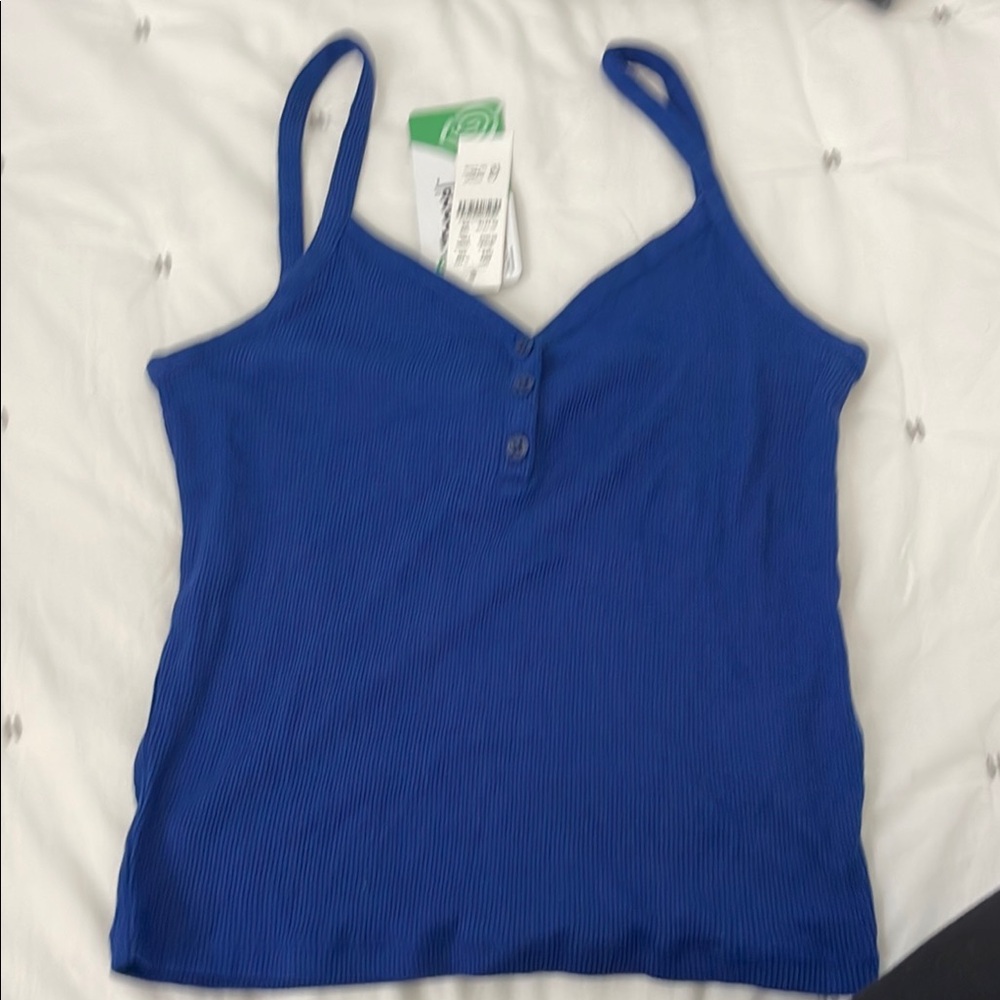 Blue Ribbed Women's Top